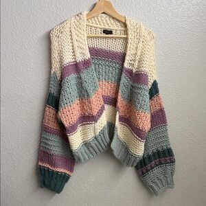 Debut Multicolor Striped Knit Cardigan